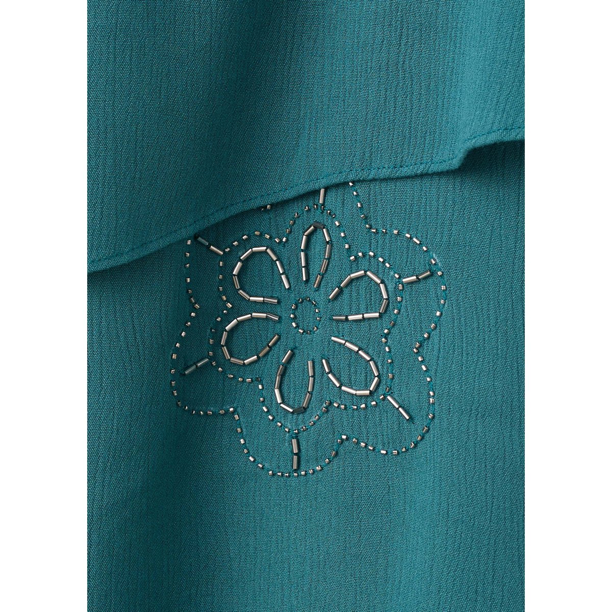 Robe à volants ornée de perles bleu pétrole, MANGO TEEN