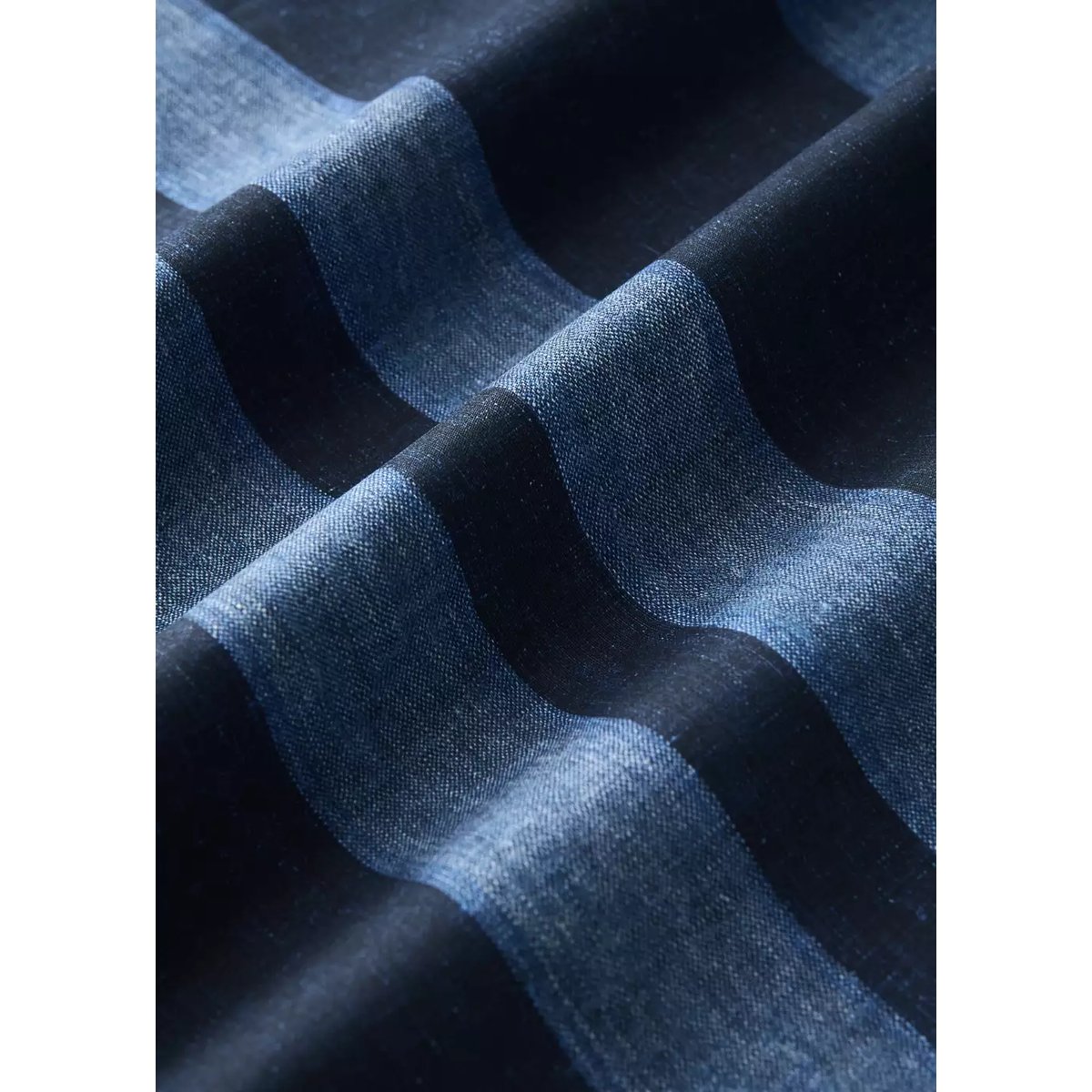 Housse de couette en percale de coton à rayures denim Lit 180/200 cm bleu indigo, MANGO HOME