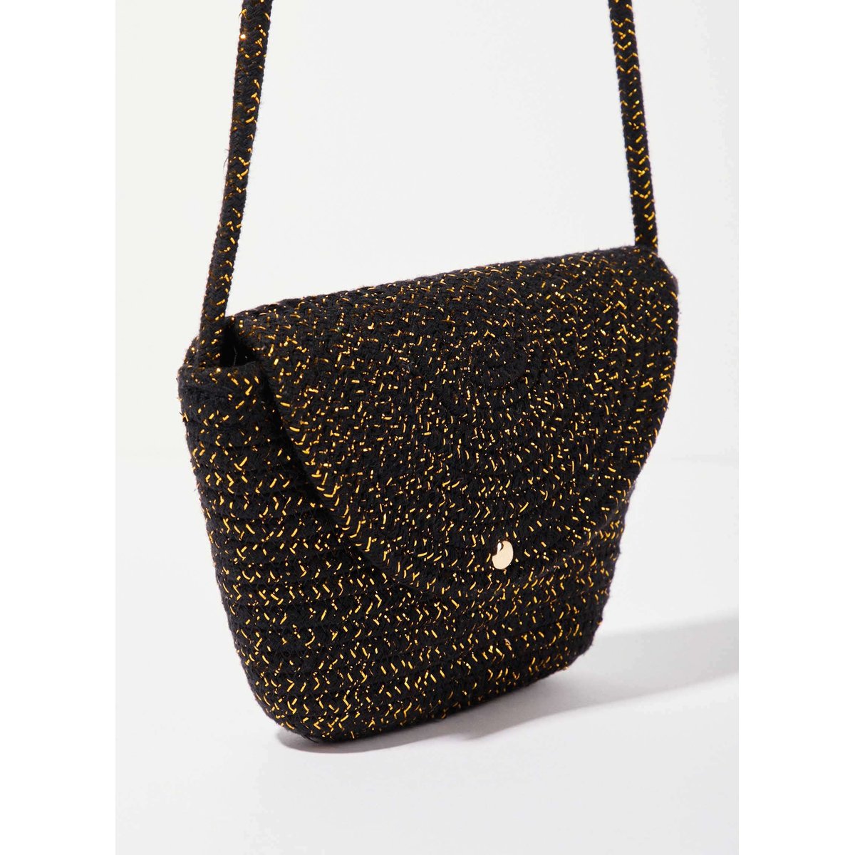 Sac bandoulière corde doré PIUMI noir doré, LA FIANCÉE