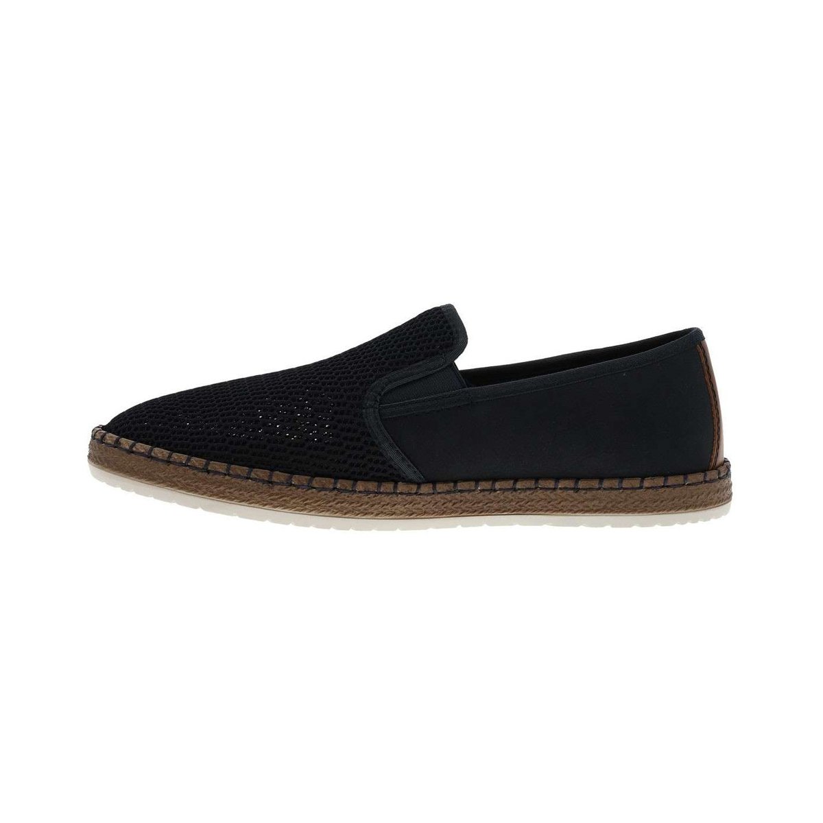 Espadrilles homme marine unies en toile et à semelle à corde bleu, RIEKER