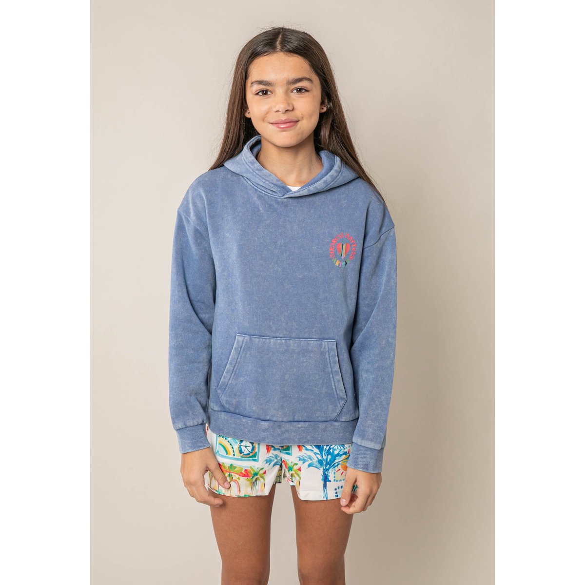 Sweat fille en coton ORENA steel blue, DEELUXE
