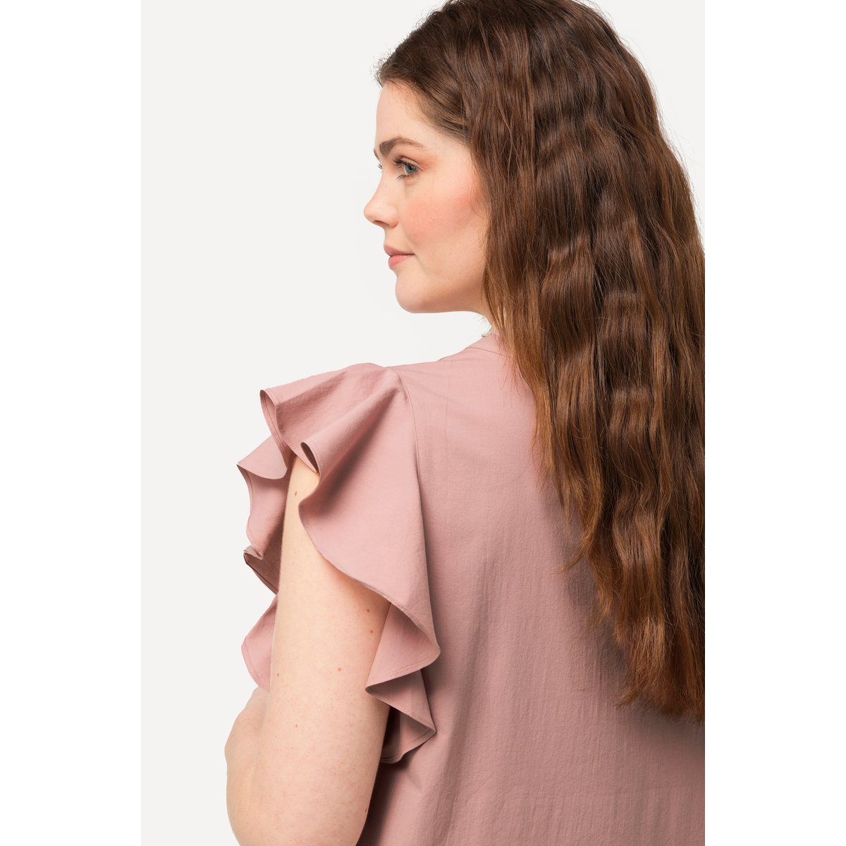 Blouse à encolure en V et découpe dans le rose, ULLA POPKEN
