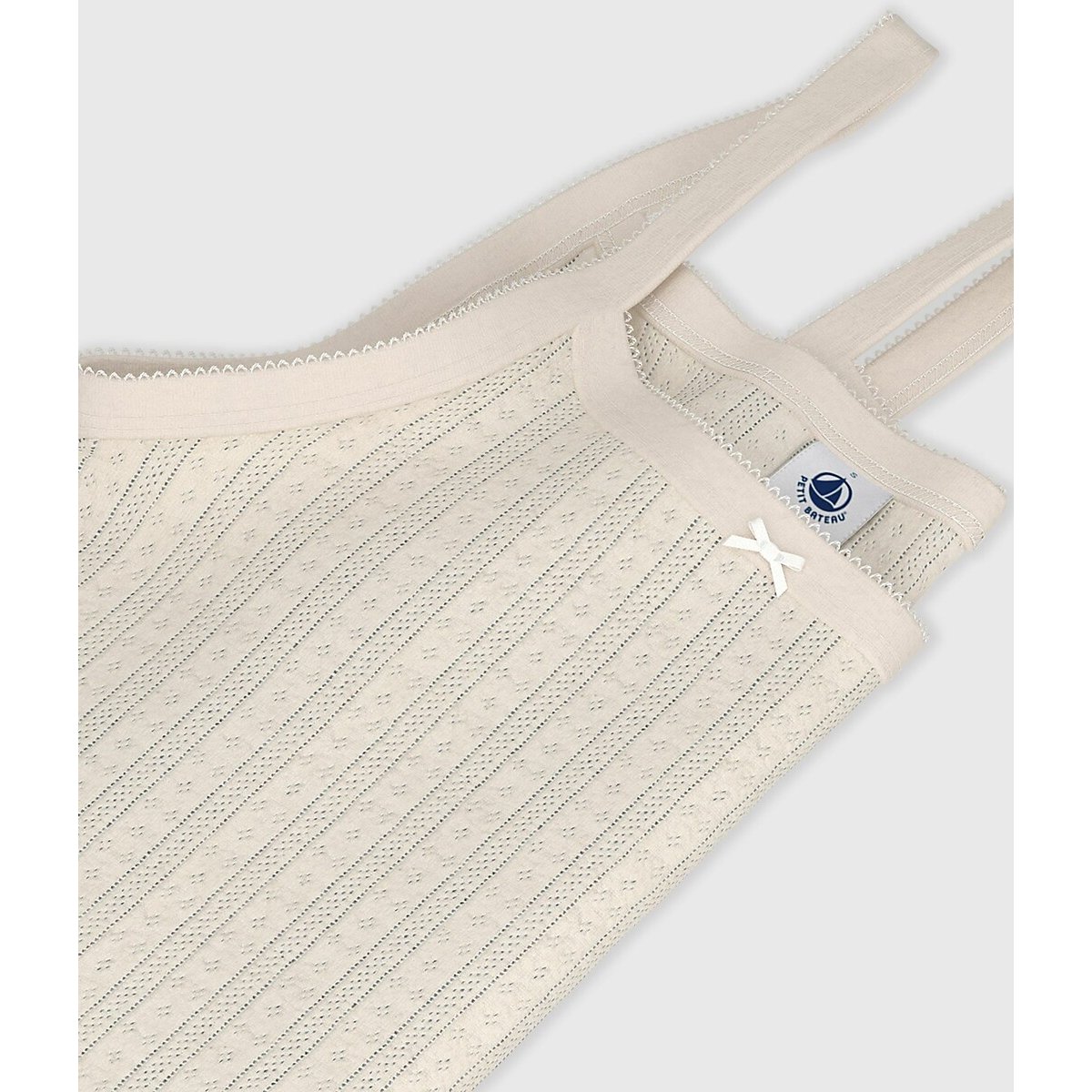 Débardeur à bretelles en coton ecru, PETIT BATEAU