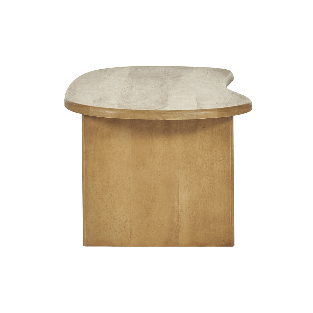 Table basse relevable design haricot avec rangement en bois manguier massif L95 cm KOKOA chêne clair, MILIBOO