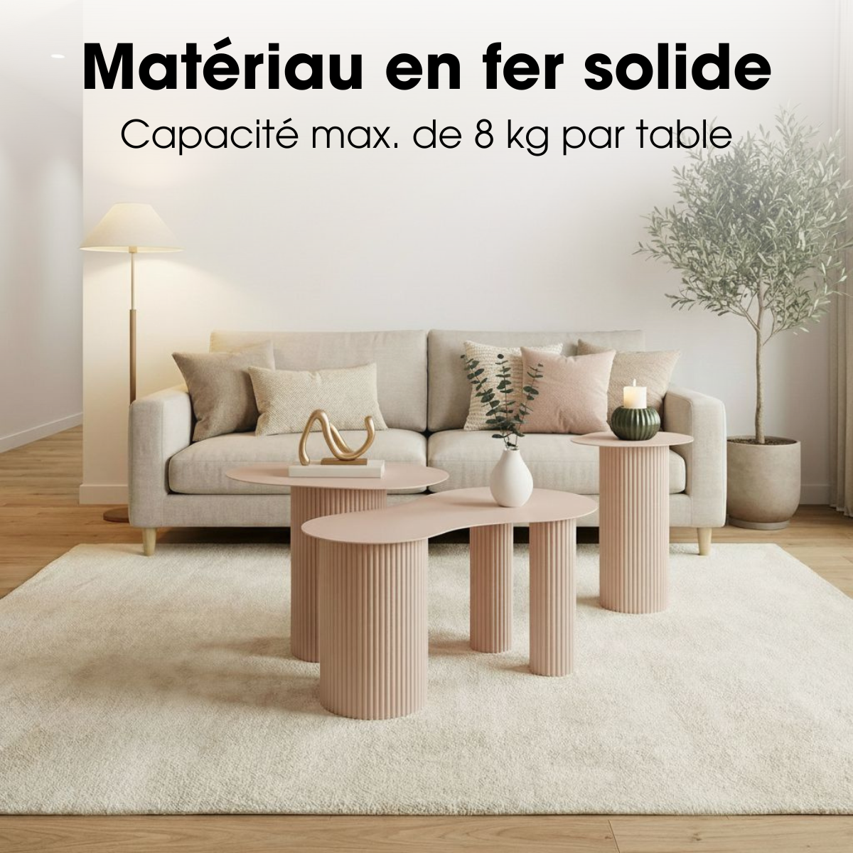 Table d'appoint LUX marron clair, MICA DECORATIONS