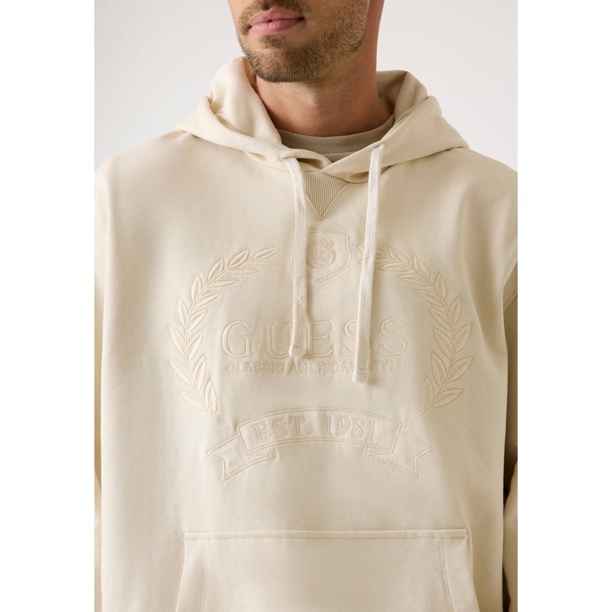 Sweat-Shirt Logo À Capuche crème, GUESS