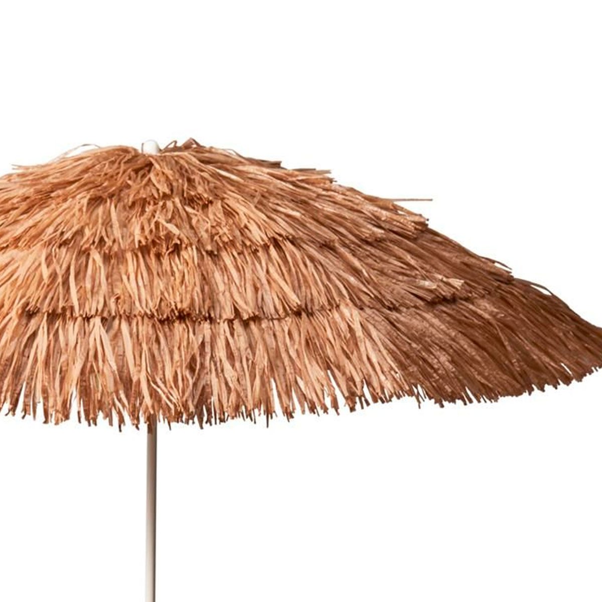 Parasol à franges raphia diamètre 180cm marron, WADIGA