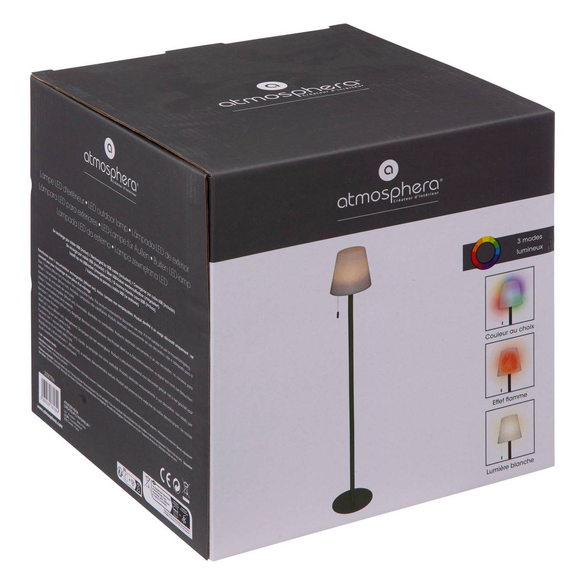 Lampadaire d'extérieur nomade LED rechargeable ZACK vert olive, ATMOSPHERA