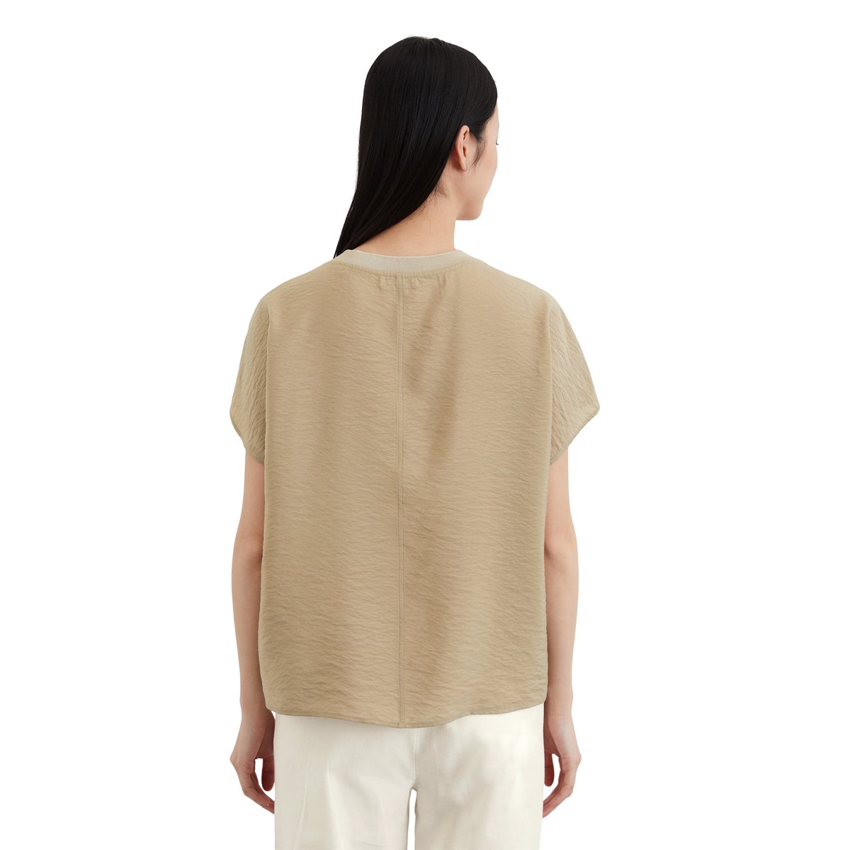 Chemisier régulier en viscose mélangée Crinkle beige, MARC O'POLO
