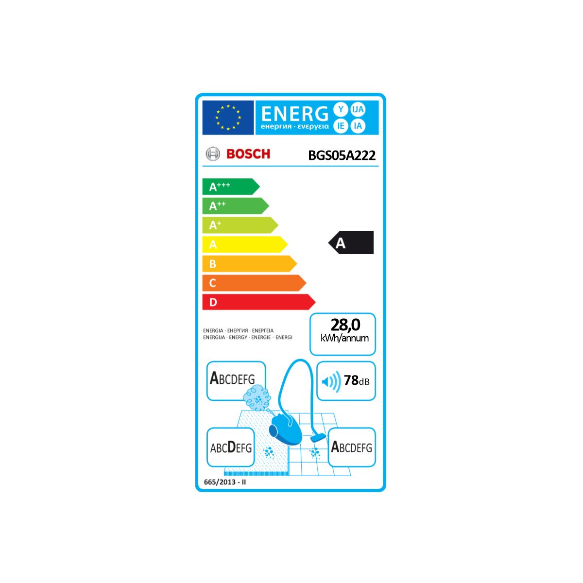 Aspirateur sans sac BGS05A222 couleur unique, BOSCH