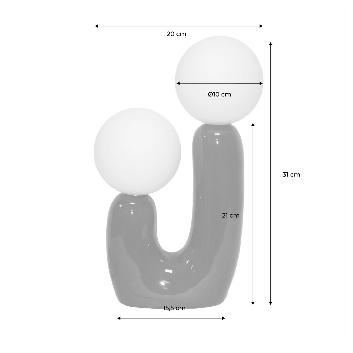 Lampe de table organique céramique et verre H 31cm DEVA bleu, SWEEEK