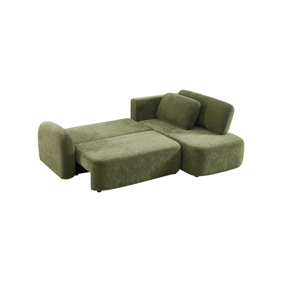 Canapé d'angle réversible convertible 3 places tissu avec coffre NOUMA vert, SWEEEK