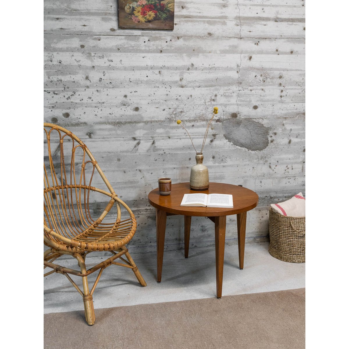 Table basse ronde en bois Donna N°970 - Bon état bois foncé, DEBONGOUT
