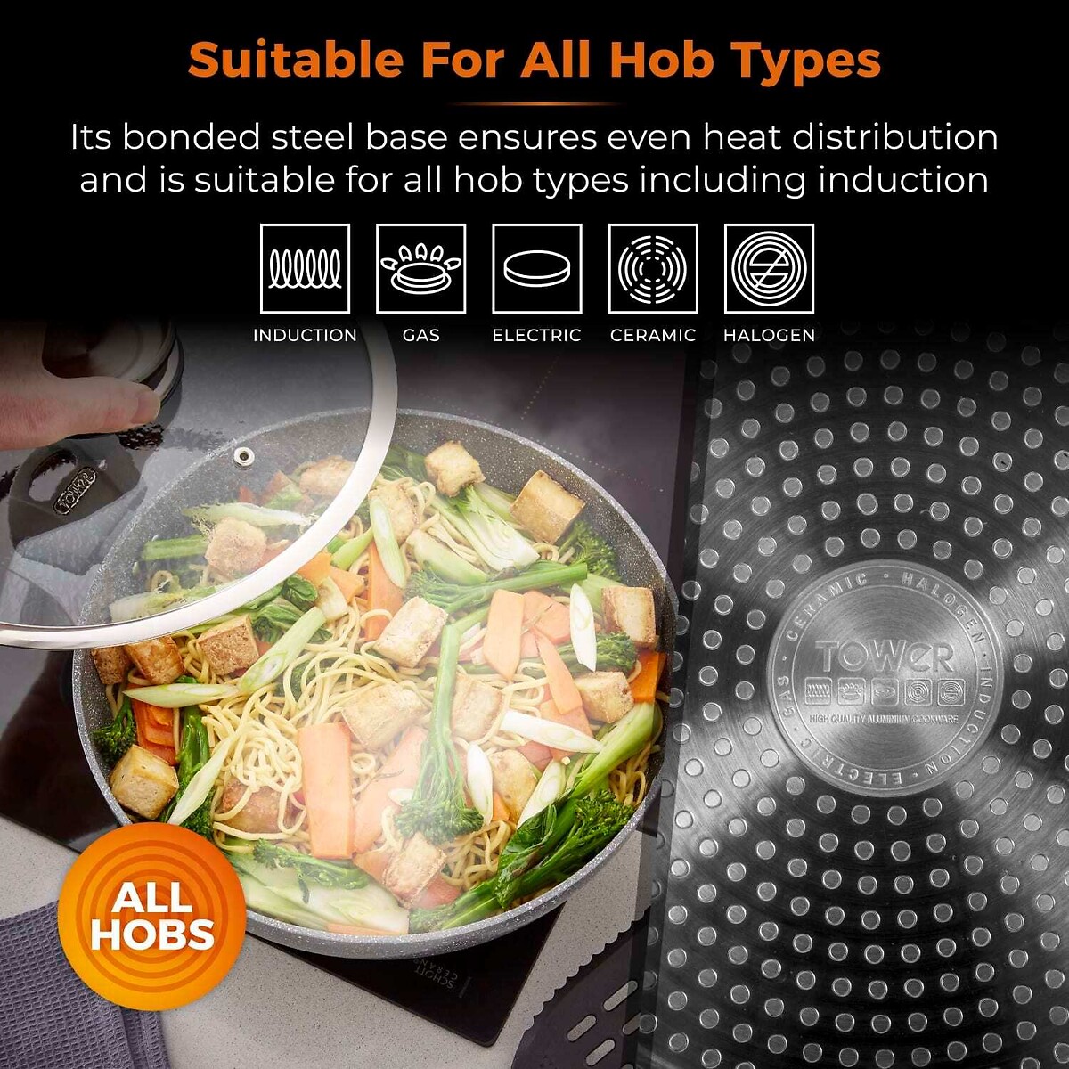 30cm Cerastone Forged Wok grey, TOWER