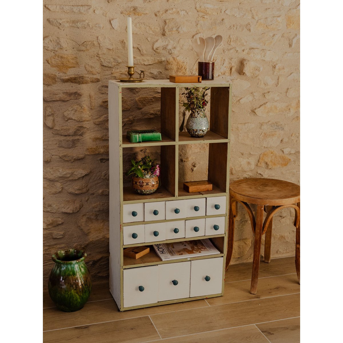 Petit meuble de métier en bois Fernand N°369 - Bon état blanc, DEBONGOUT