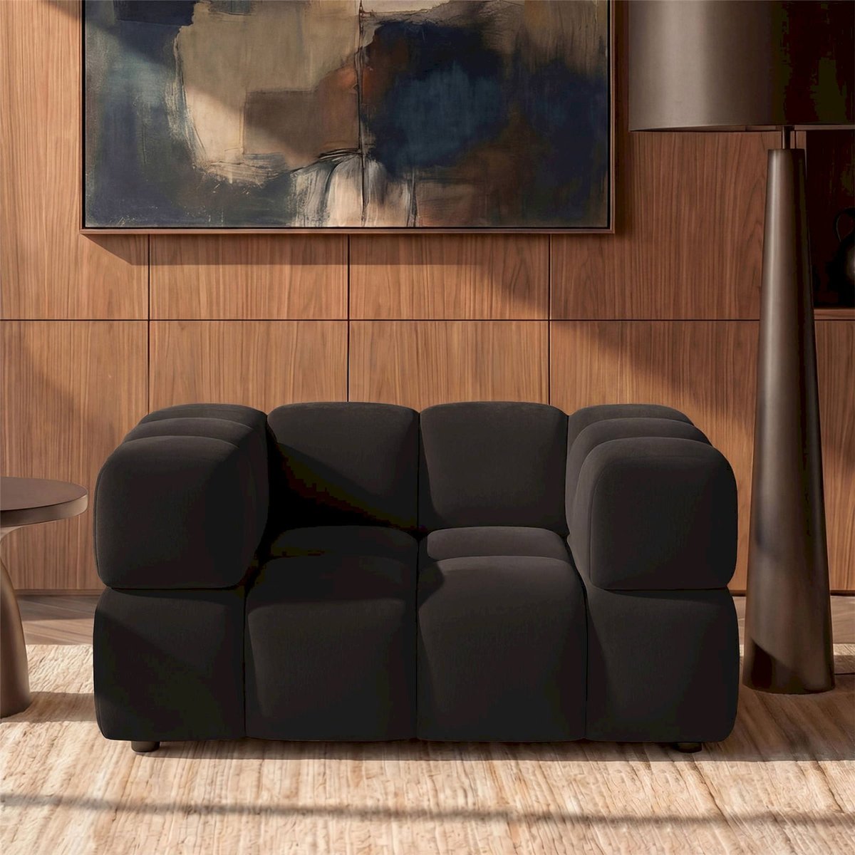 Fauteuil lounge oversize en velours HOLLME cuivre bluvel, RECOLLECTION