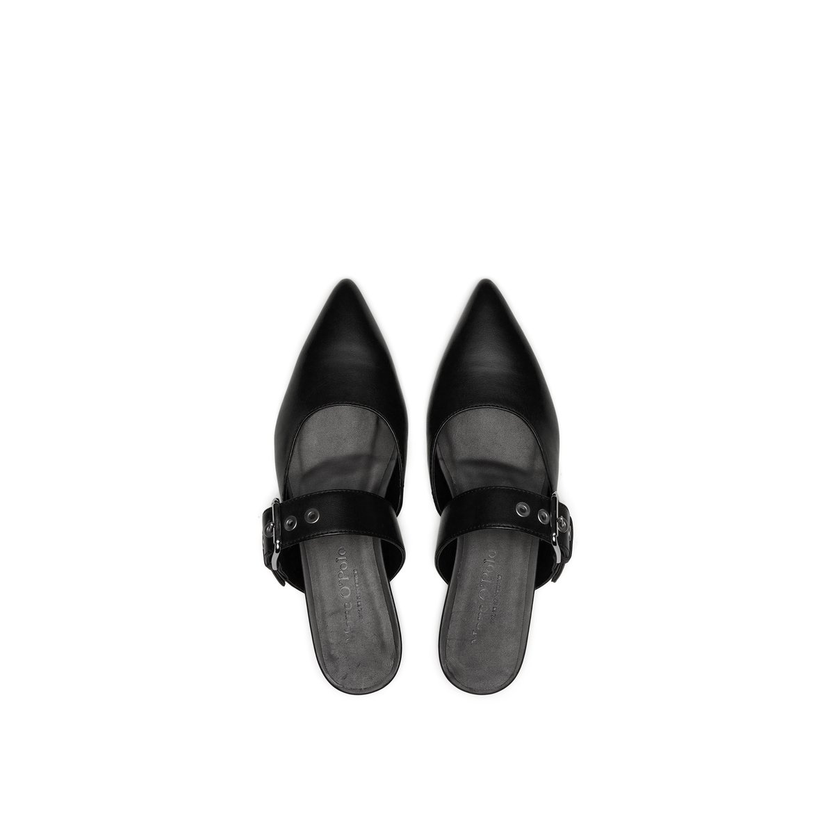 Mules en cuir de vache noble schwarz, MARC O'POLO