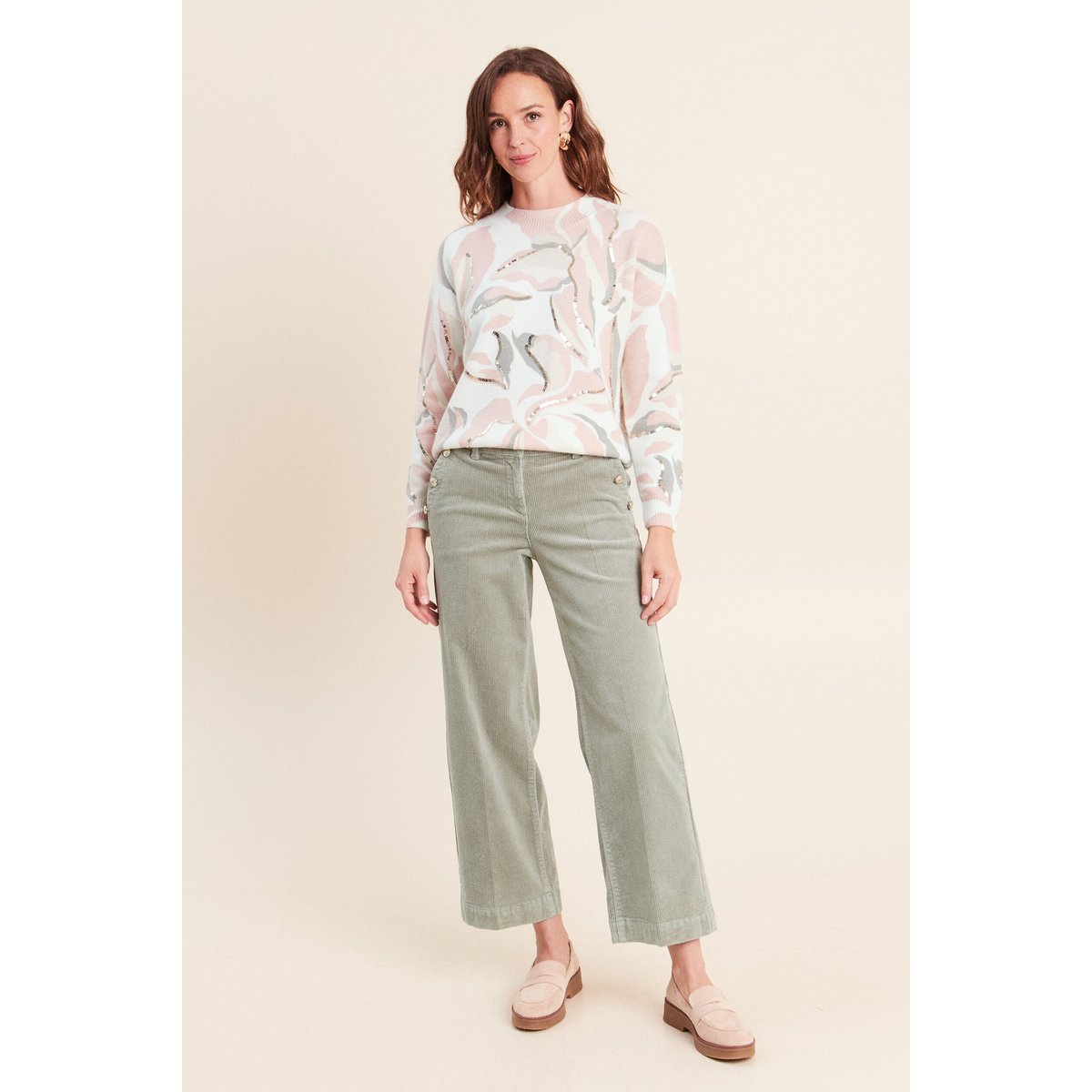 Pull col rond à sequins rose, BREAL