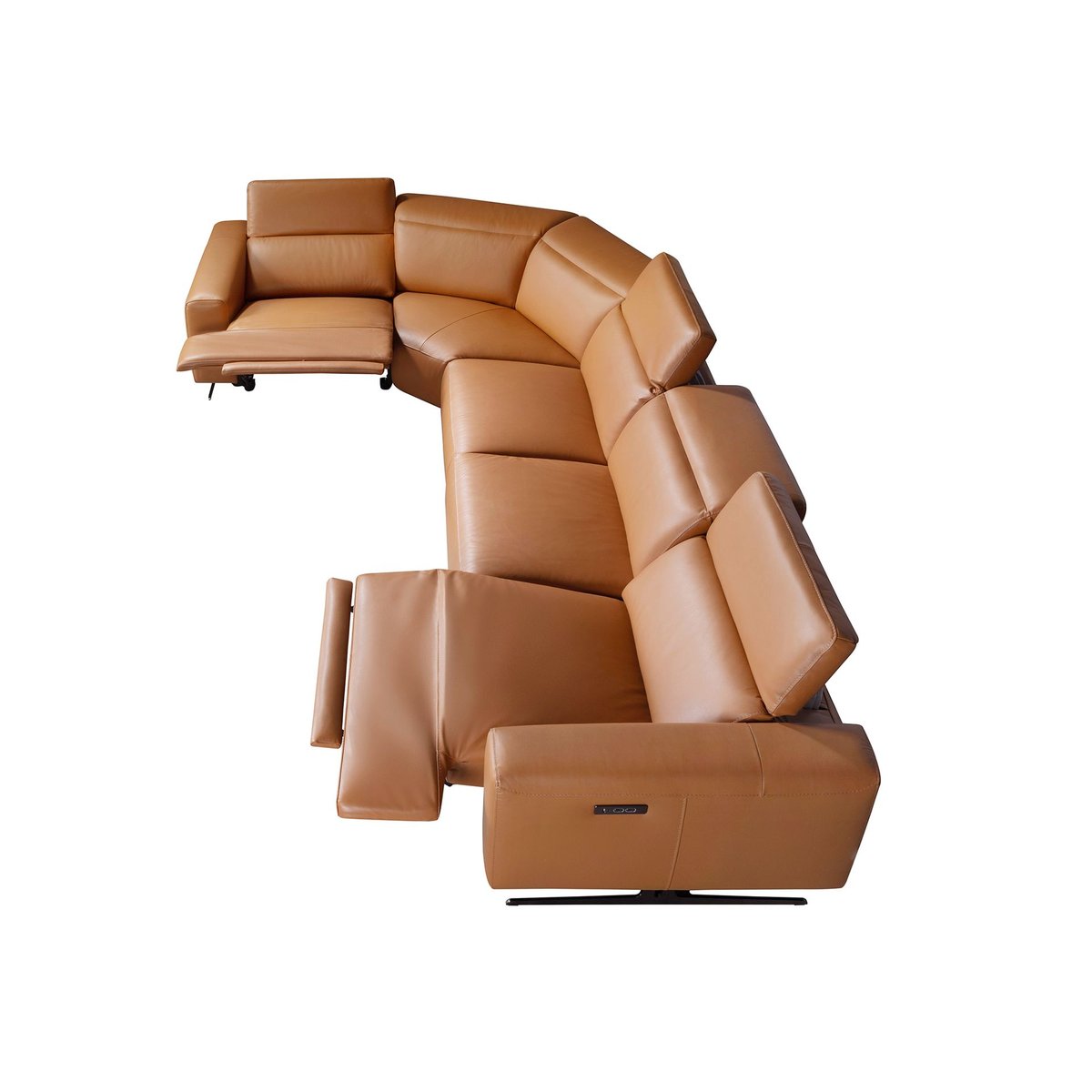 Canapé d'angle relax en cuir avec angle gauche marron | noir, ANGEL CERDA