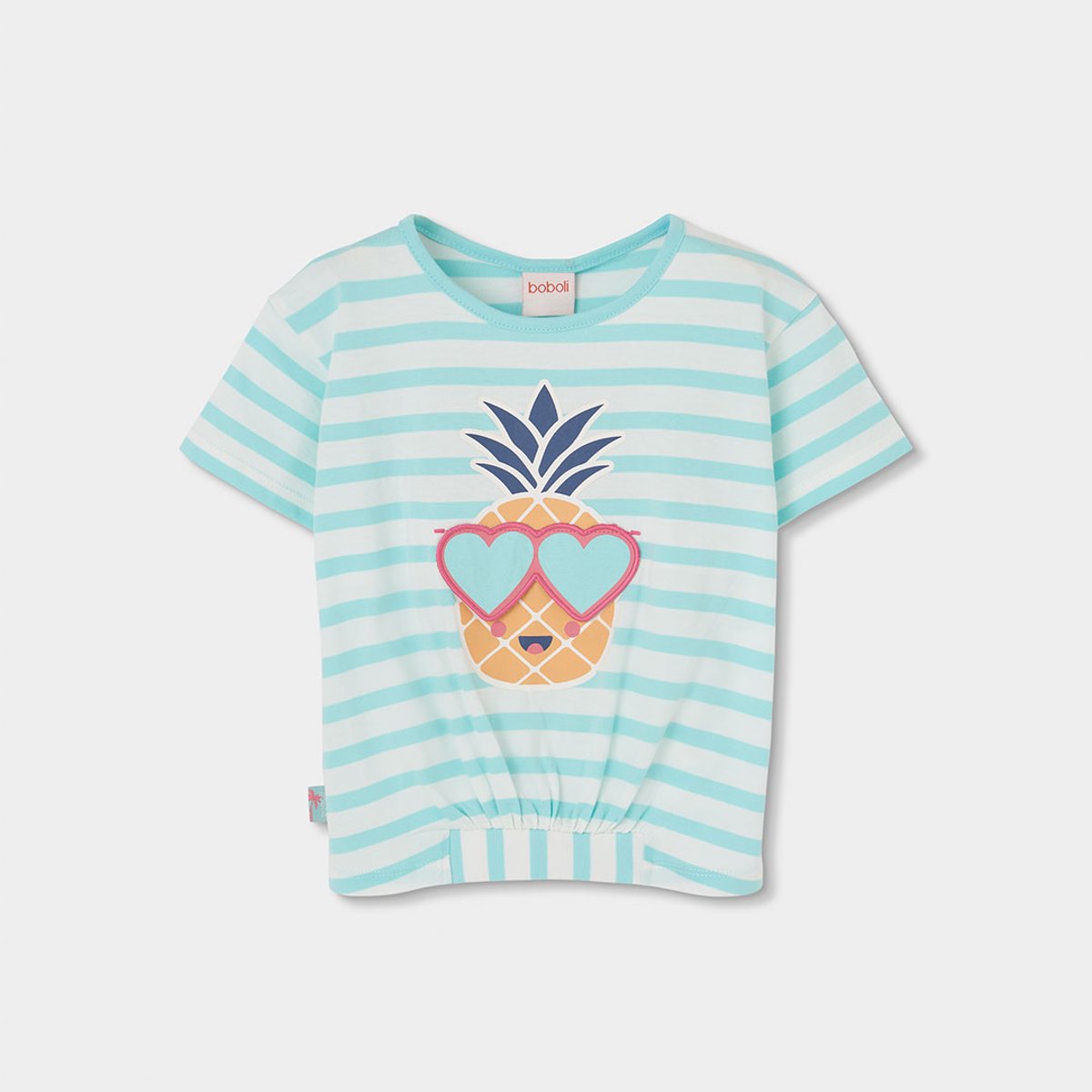 T-shirt fille coton rayée multicolore, BOBOLI