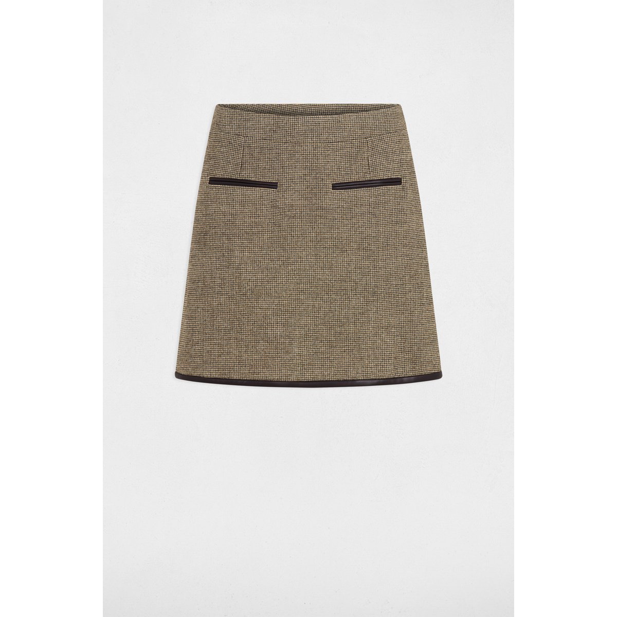 Jupe tweed taille haute vert kaki, MORGAN