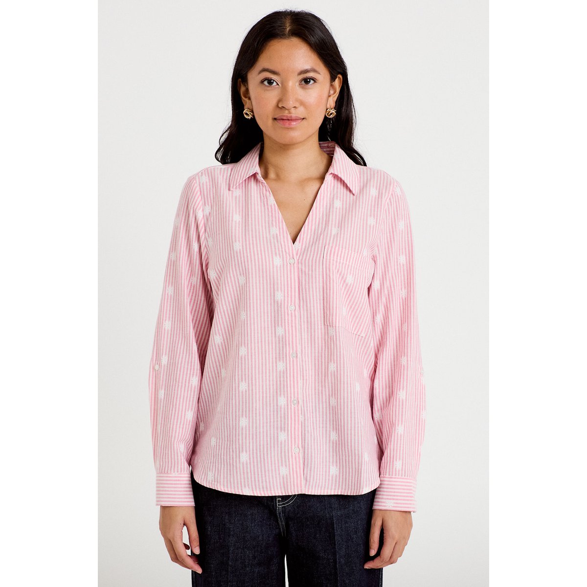 Chemise droite manches longues rouge, CACHE CACHE