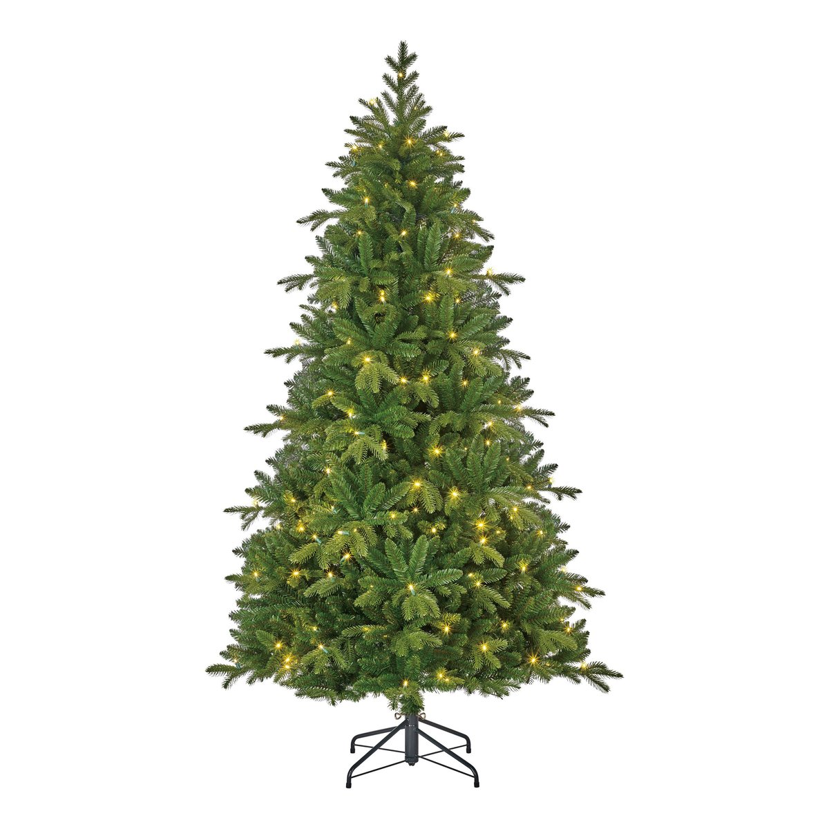 Sapin de Noël artificiel étroit avec LED H215 cm BRAMPTON vert, BLACK BOX TREES