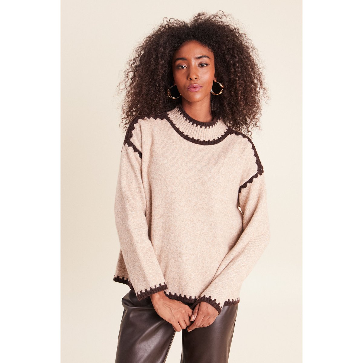 Pull col montant beige, BREAL