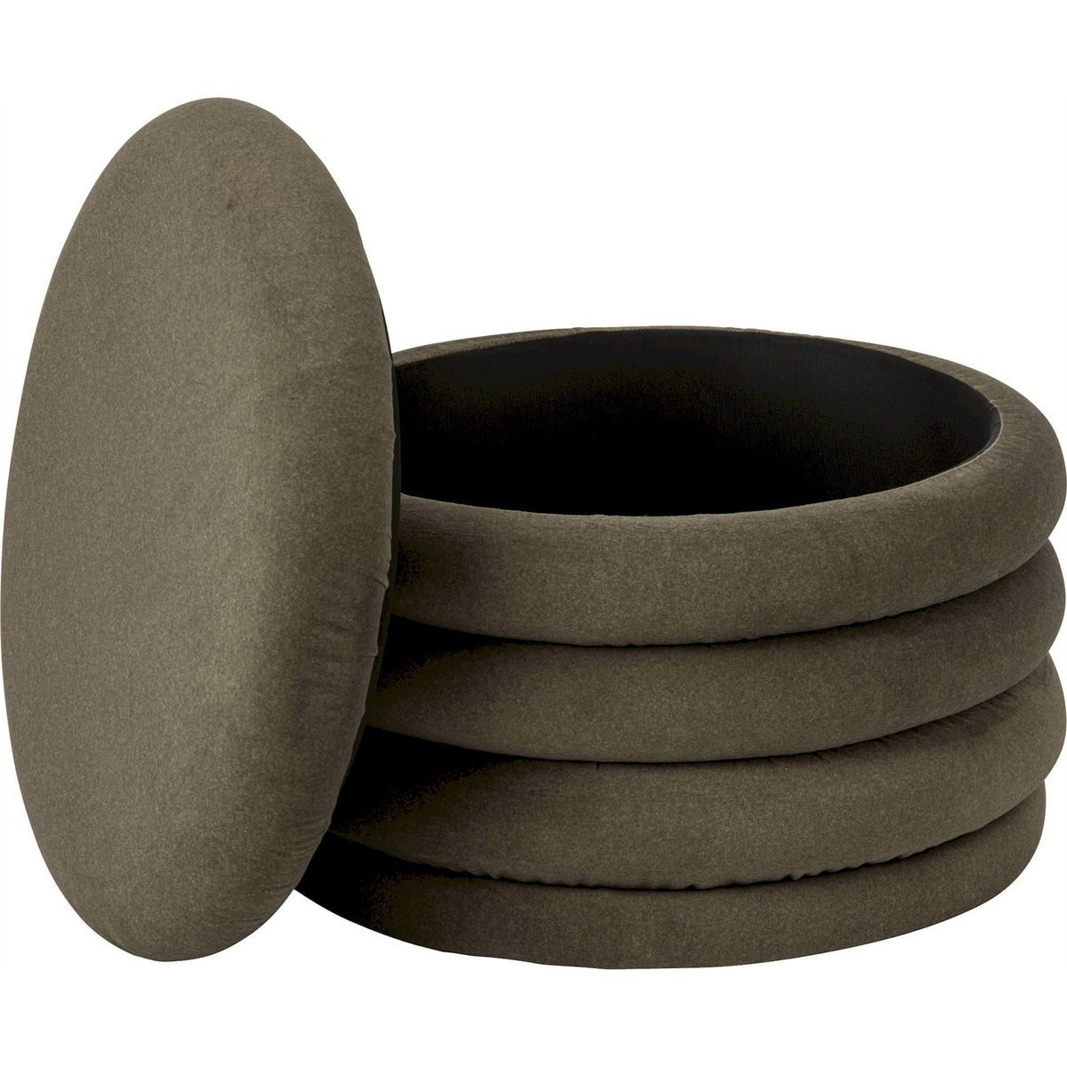 Pouf rond en tissu vert foncé, RECOLLECTION