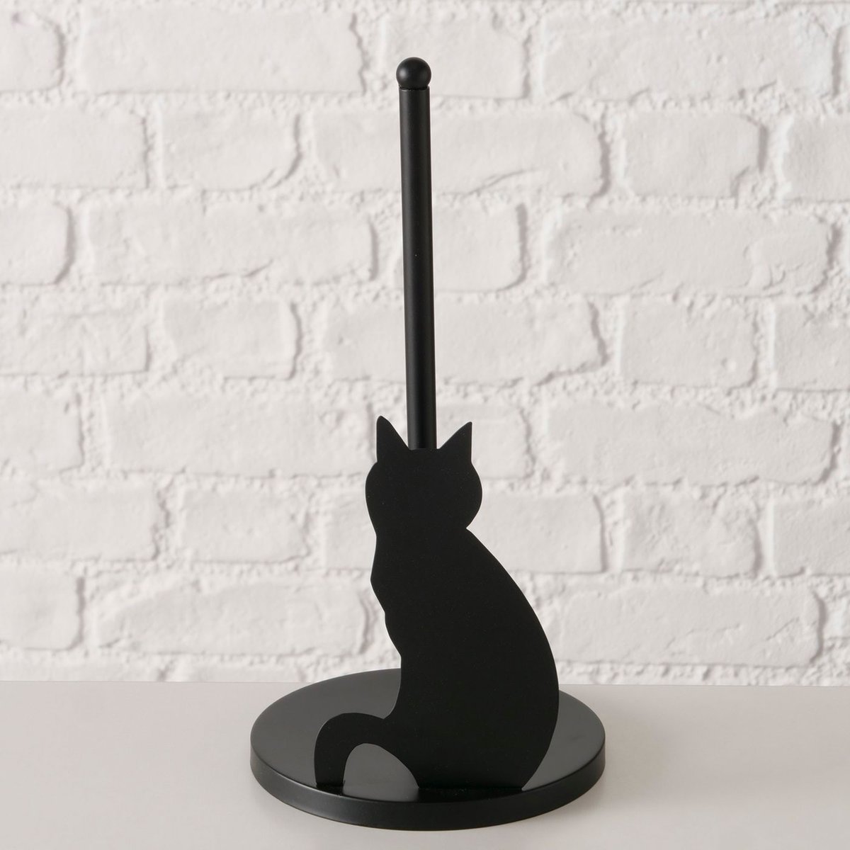 Porte papier WC réserve métal noir chat 15x15x31cm noir, WADIGA