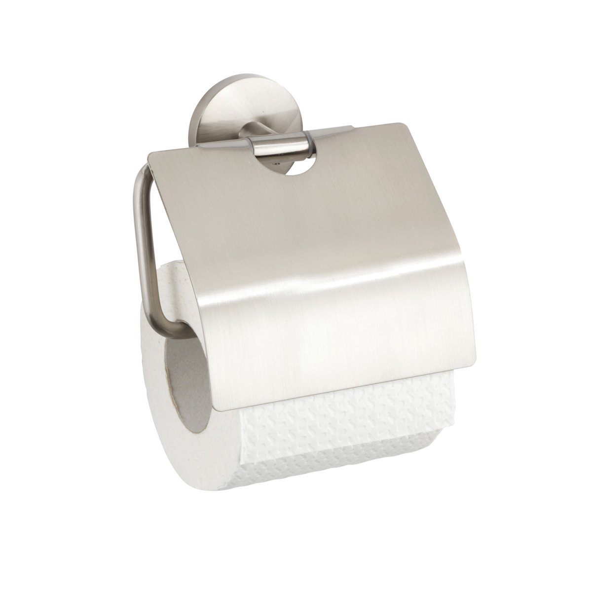 Dérouleur papier toilette avec couvercle CUBA argent mat, WENKO