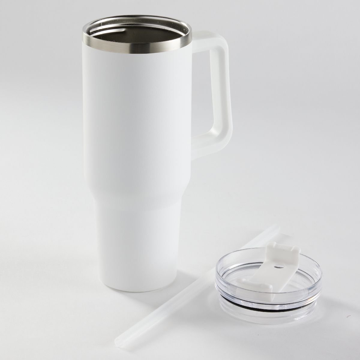 Tumbler mug isotherme avec paille en inox KITCHEN blanc, UTILITY