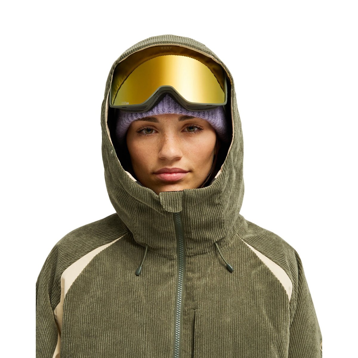 Veste de snow technique en velours côtelé 10K CRYSTAL CLEAR CORD. vert beetle, ROXY
