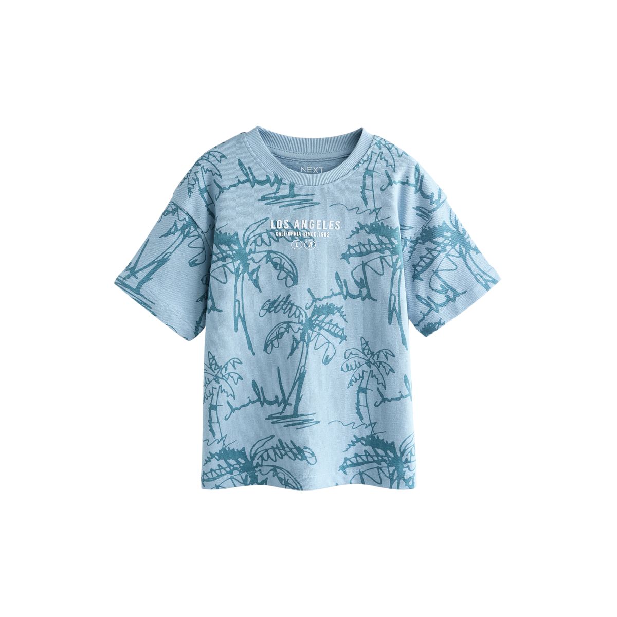 T-shirt texturé à manches courtes palmier bleu, NEXT