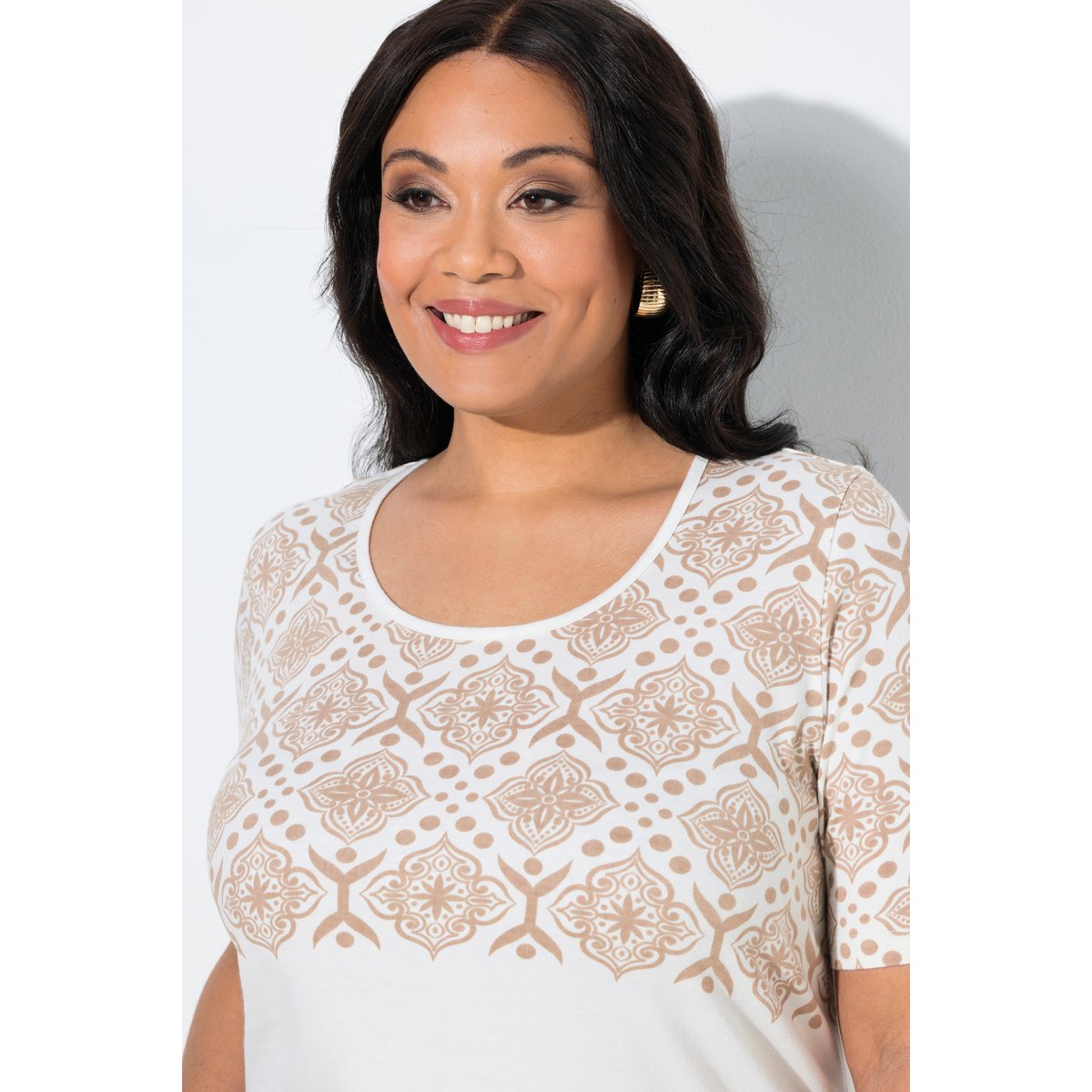 T-shirt long blanc cassé, ULLA POPKEN