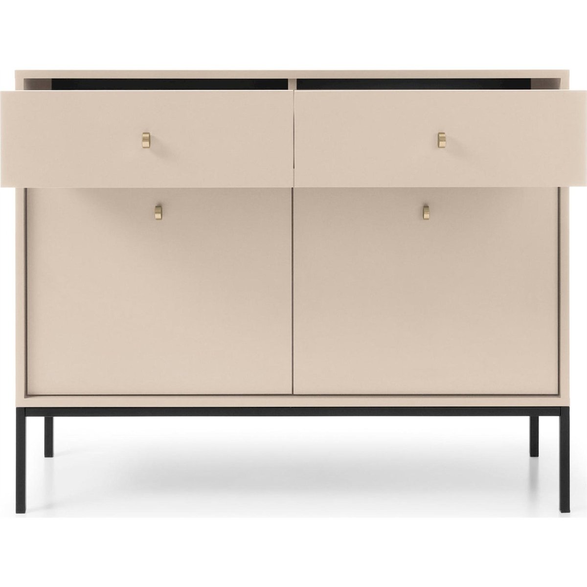 Commode vintage à tiroirs collection MONNE beige et noir, RECOLLECTION