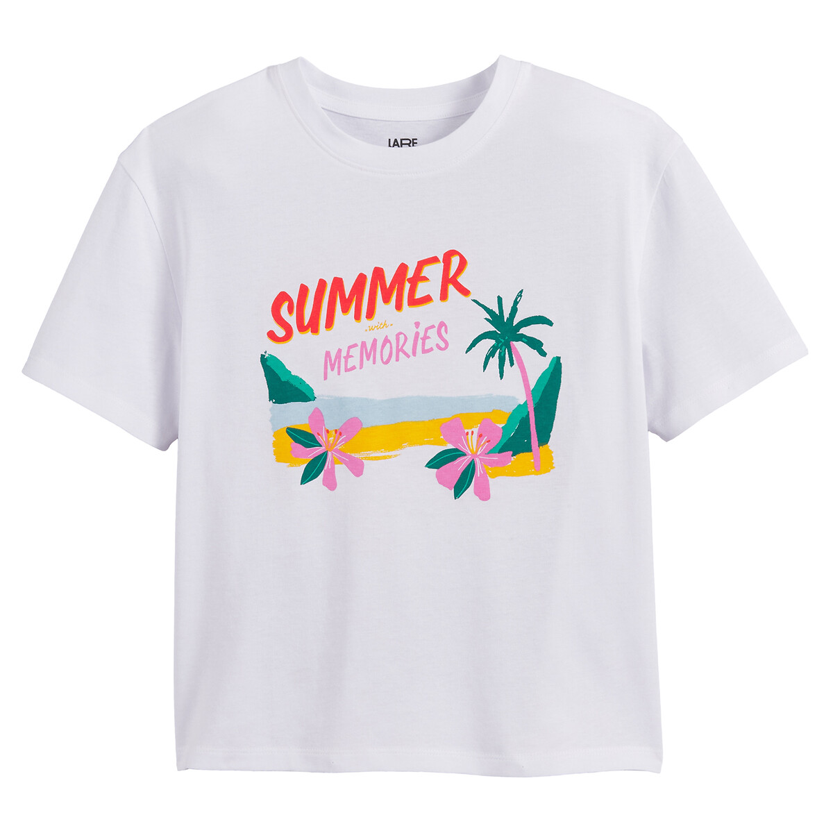 T-shirt manches courtes imprimé blanc, LA REDOUTE COLLECTIONS