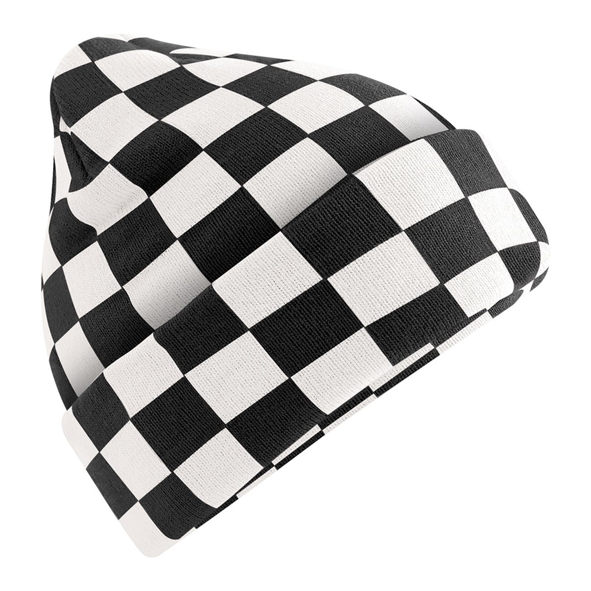 Bonnet motif/style damier noir / gris charbon, BEECHFIELD