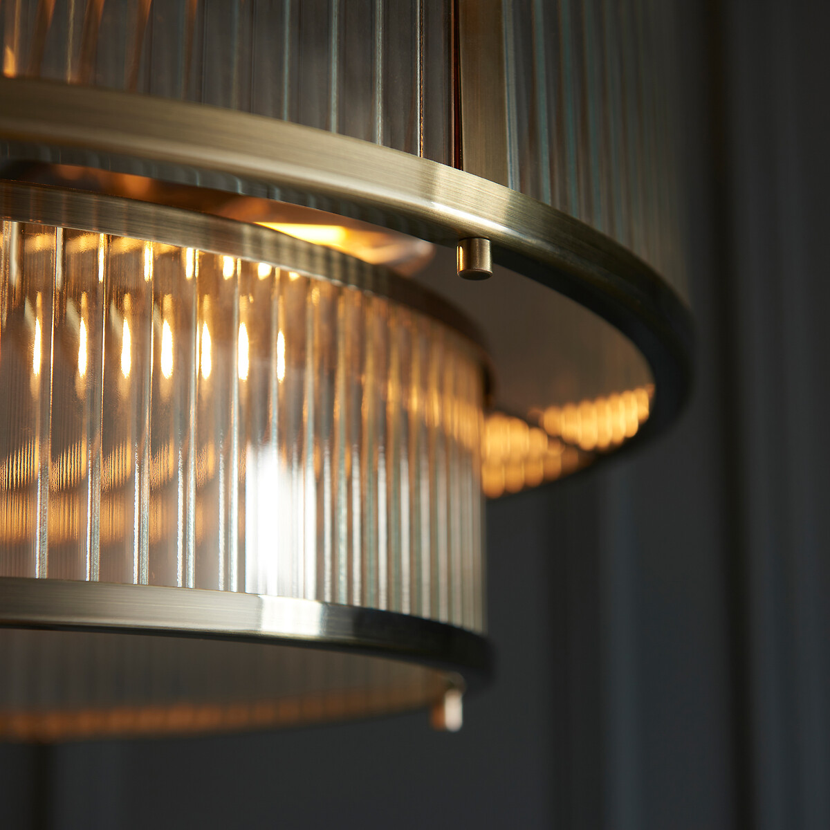 Risto 5-Light Ribbed Glass Pendant Light aged brass, SO'HOME