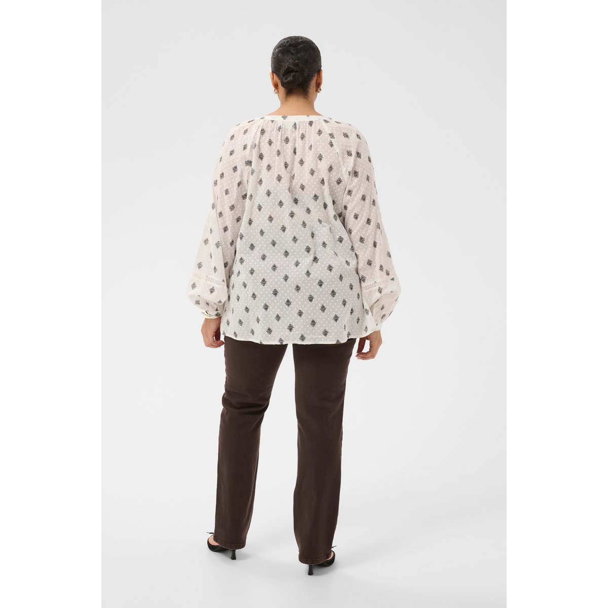 Chemise à manches longues blanc chalk black vintage baroque, KAFFE CURVE