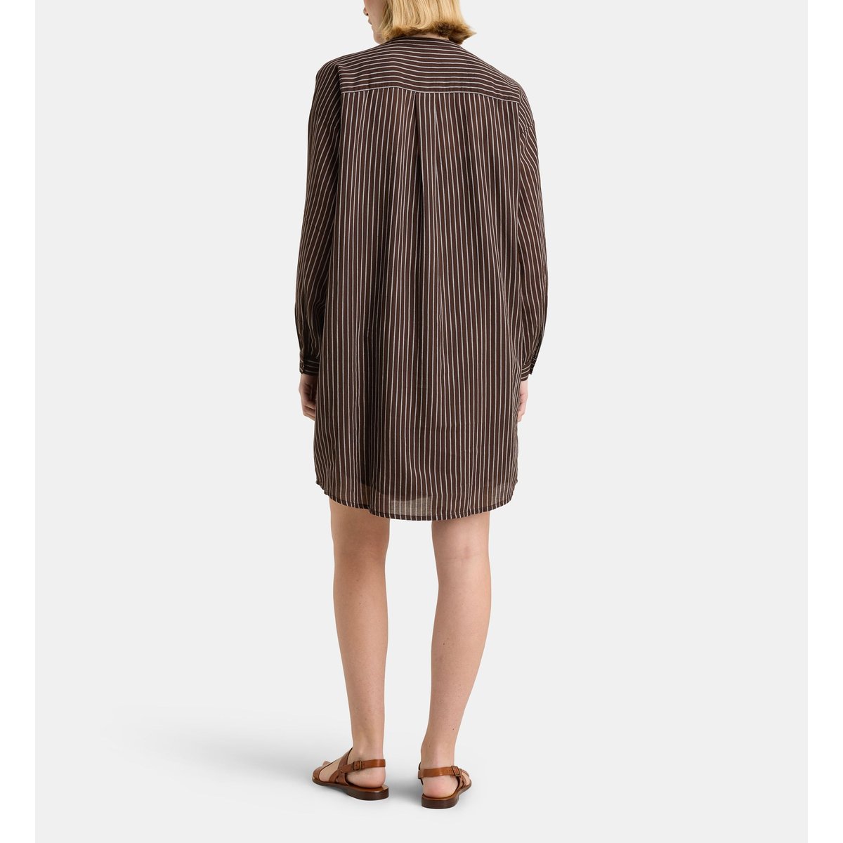 Robe tunique emily ray en coton bio blanc et marron, GALERIES LAFAYETTE