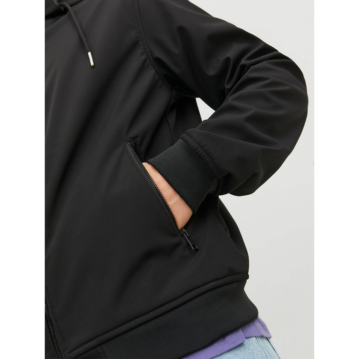 Blouson à  capuche softshell noir, JACK & JONES
