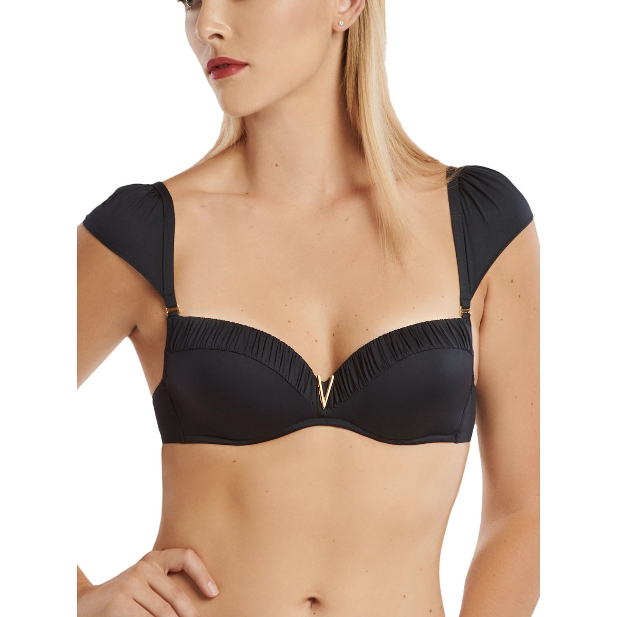 Haut maillot de bain préformé multipositions Isola Rossa noir, LISCA