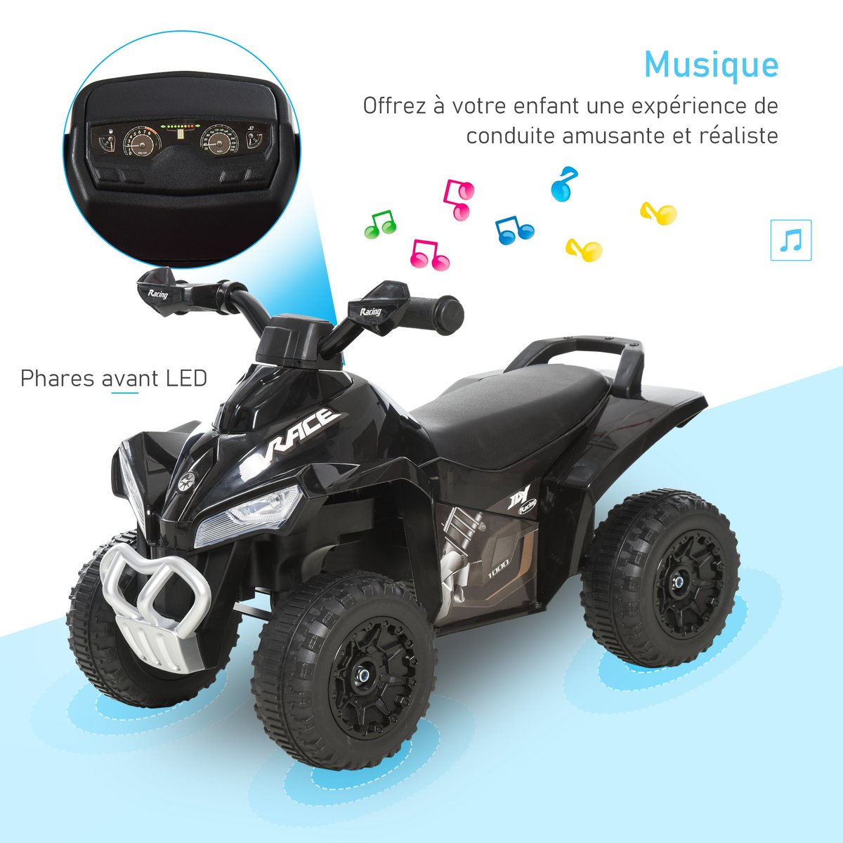 Voiture à glissière pour enfants Plastique noir, HOMCOM