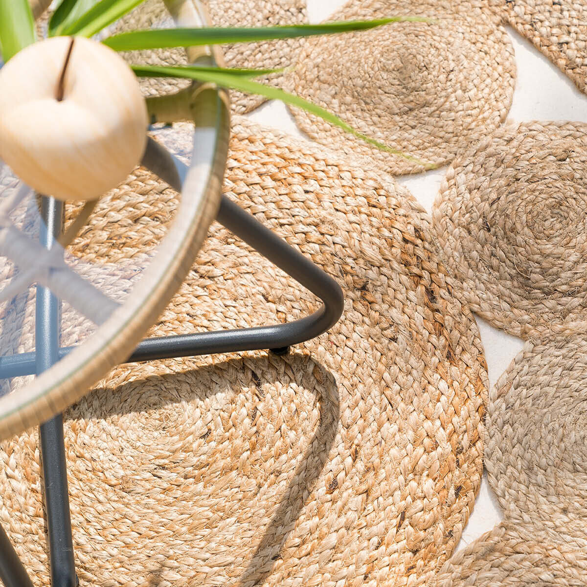 Tapis salon rond en jute ESRA beige, ATMOSPHERA