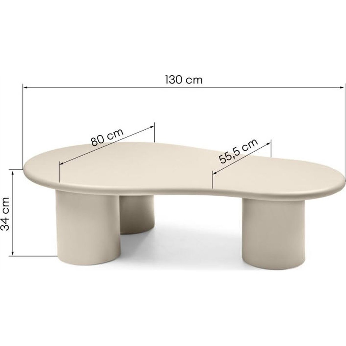 Table basse NADINI aux formes arrondies beige foncé mat, RECOLLECTION