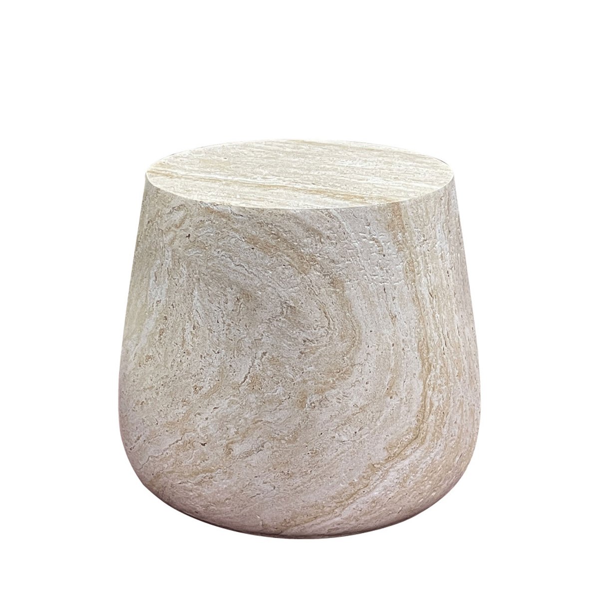 Table d'appoint ronde effet travertin  47,5cm- BONN beige, HOUSE NORDIC