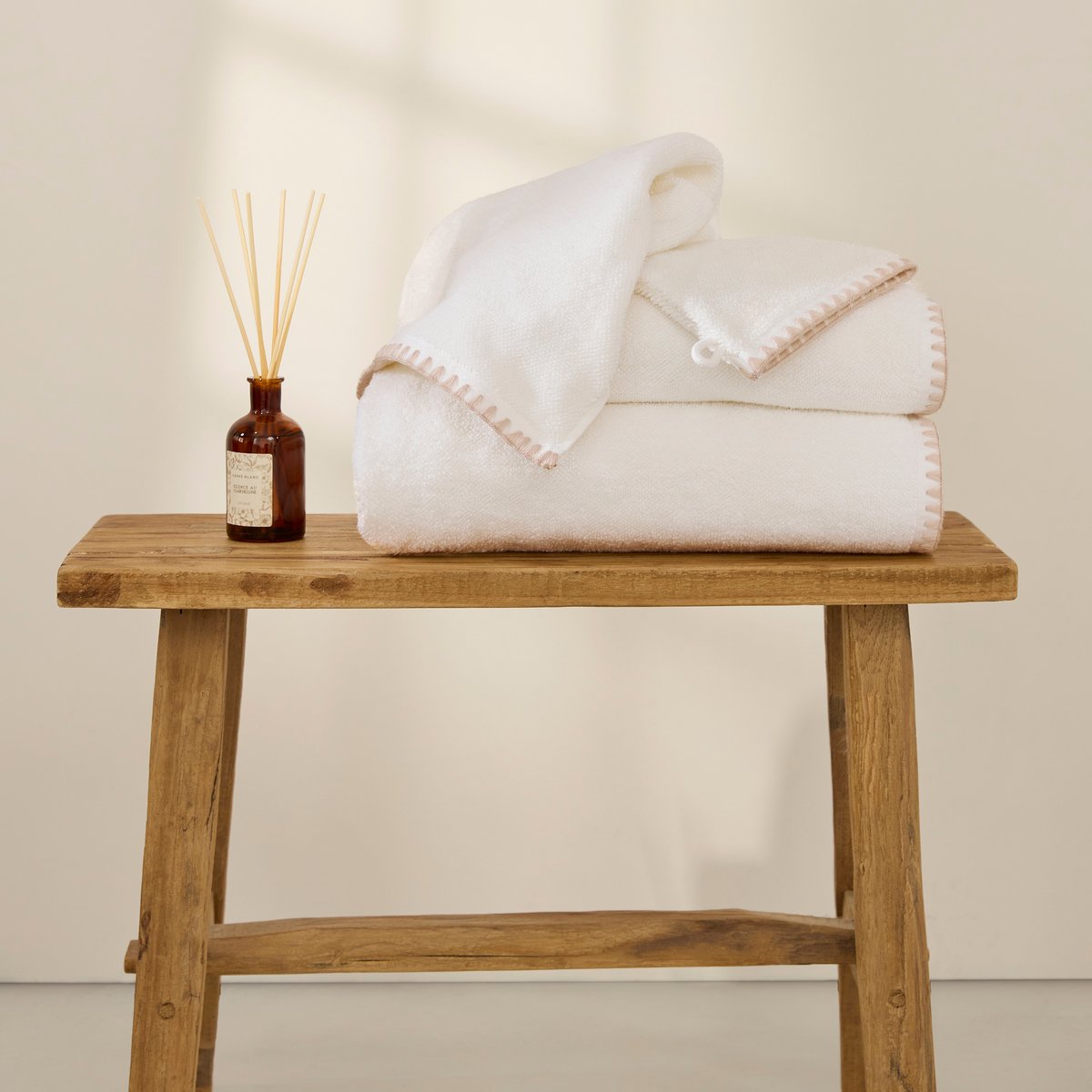 Drap de bain coton bio OPALYS ivoire, CARRE BLANC