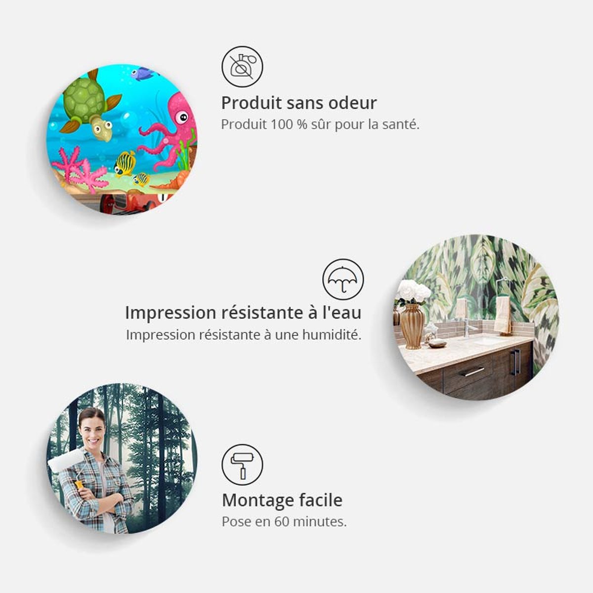 Papier peint intissé panoramique Fleurs Distance gris / argent, EDEN