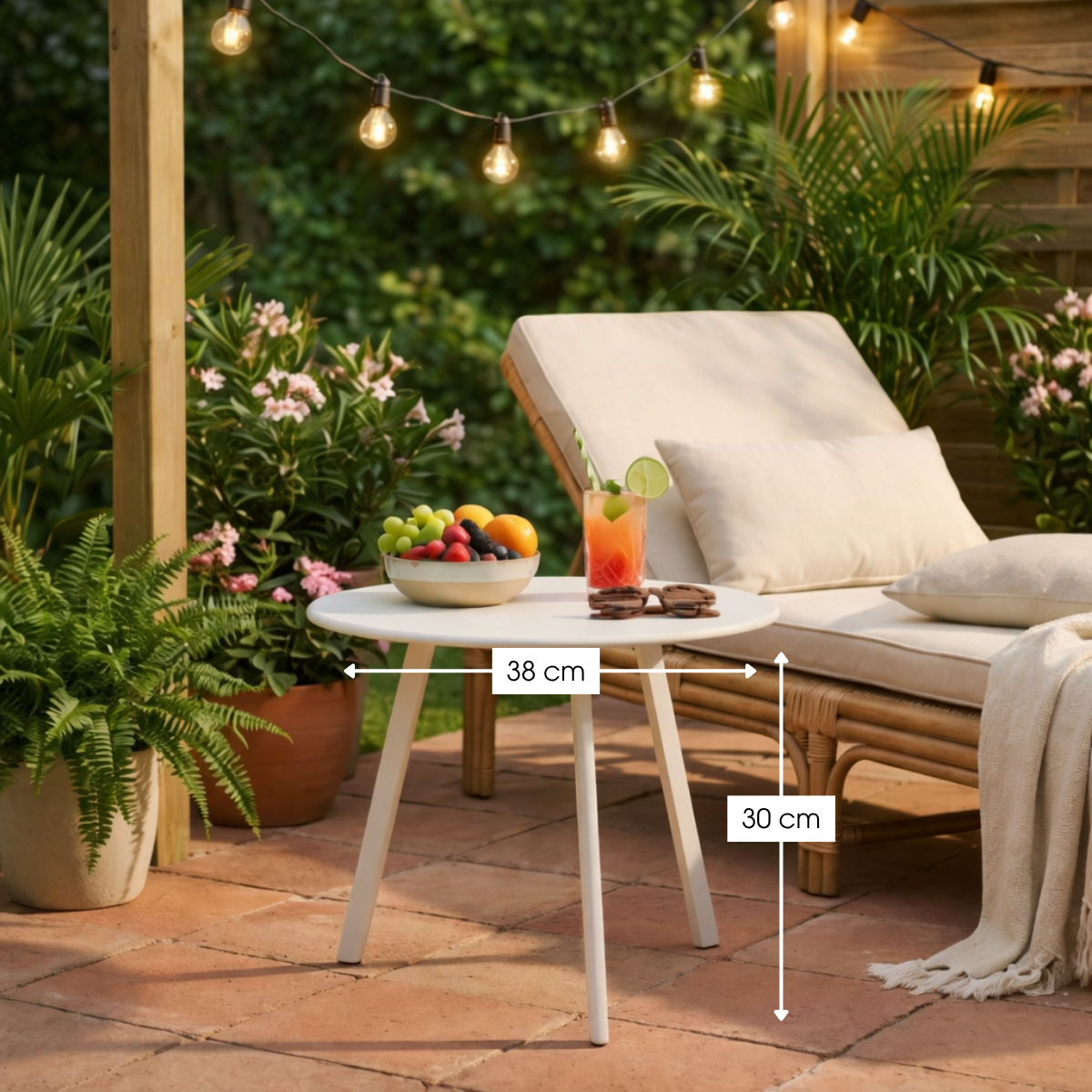 Table de jardin SEATLE blanc, MICA DECORATIONS